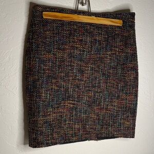 LOFT Black Multicolor Tweed Pencil Skirt